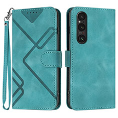 Leather Case Stands Flip Cover Holder YX2 for Sony Xperia 1 V Green