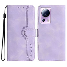 Leather Case Stands Flip Cover Holder YX2 for Xiaomi Civi 2 5G Purple