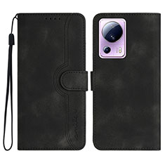 Leather Case Stands Flip Cover Holder YX2 for Xiaomi Mi 13 Lite 5G Black