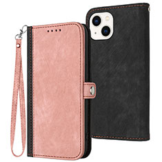 Leather Case Stands Flip Cover Holder YX3 for Apple iPhone 13 Rose Gold