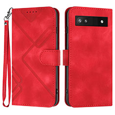 Leather Case Stands Flip Cover Holder YX3 for Google Pixel 6a 5G Red