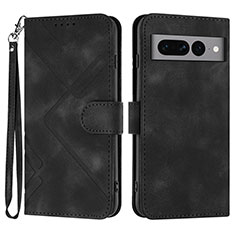 Leather Case Stands Flip Cover Holder YX3 for Google Pixel 7 Pro 5G Black