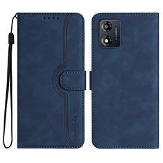 Leather Case Stands Flip Cover Holder YX3 for Motorola Moto E13 Blue