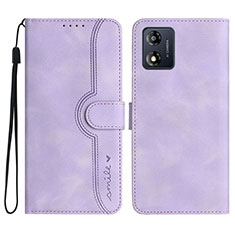 Leather Case Stands Flip Cover Holder YX3 for Motorola Moto E13 Purple