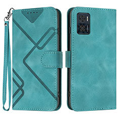 Leather Case Stands Flip Cover Holder YX3 for Motorola Moto E22 Green