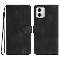 Leather Case Stands Flip Cover Holder YX3 for Motorola Moto G 5G (2023) Black