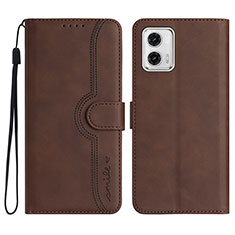 Leather Case Stands Flip Cover Holder YX3 for Motorola Moto G 5G (2023) Brown