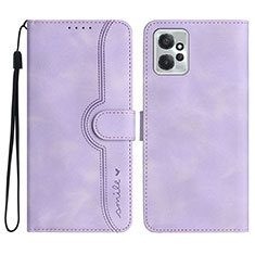 Leather Case Stands Flip Cover Holder YX3 for Motorola Moto G Power 5G (2023) Purple