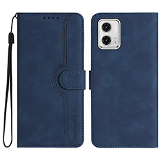 Leather Case Stands Flip Cover Holder YX3 for Motorola Moto G53 5G Blue