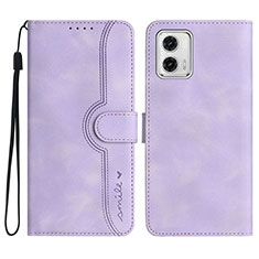 Leather Case Stands Flip Cover Holder YX3 for Motorola Moto G53 5G Purple