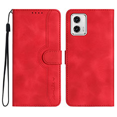 Leather Case Stands Flip Cover Holder YX3 for Motorola Moto G53 5G Red