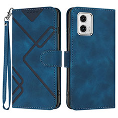 Leather Case Stands Flip Cover Holder YX3 for Motorola Moto G73 5G Blue
