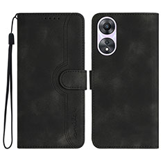 Leather Case Stands Flip Cover Holder YX3 for Oppo A18 Black