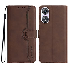 Leather Case Stands Flip Cover Holder YX3 for Oppo A18 Brown