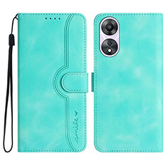 Leather Case Stands Flip Cover Holder YX3 for Oppo A18 Green