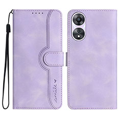 Leather Case Stands Flip Cover Holder YX3 for Oppo A18 Purple