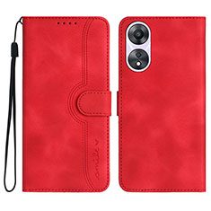 Leather Case Stands Flip Cover Holder YX3 for Oppo A18 Red
