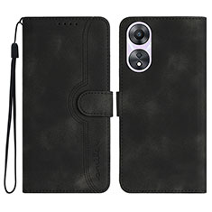 Leather Case Stands Flip Cover Holder YX3 for Oppo A38 Black