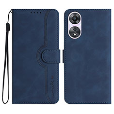 Leather Case Stands Flip Cover Holder YX3 for Oppo A78 4G Blue