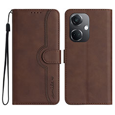 Leather Case Stands Flip Cover Holder YX3 for Oppo K11 5G Brown