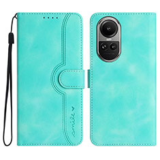 Leather Case Stands Flip Cover Holder YX3 for Oppo Reno10 5G Green