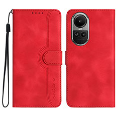 Leather Case Stands Flip Cover Holder YX3 for Oppo Reno10 5G Red