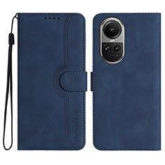 Leather Case Stands Flip Cover Holder YX3 for Oppo Reno10 Pro 5G Blue