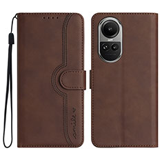 Leather Case Stands Flip Cover Holder YX3 for Oppo Reno10 Pro 5G Brown