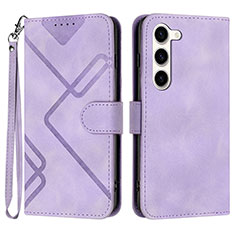 Leather Case Stands Flip Cover Holder YX3 for Samsung Galaxy S23 5G Purple