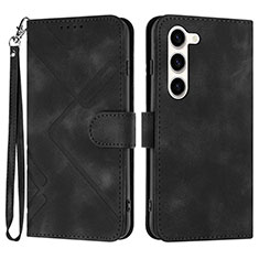 Leather Case Stands Flip Cover Holder YX3 for Samsung Galaxy S24 5G Black