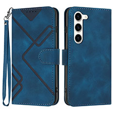 Leather Case Stands Flip Cover Holder YX3 for Samsung Galaxy S24 5G Blue