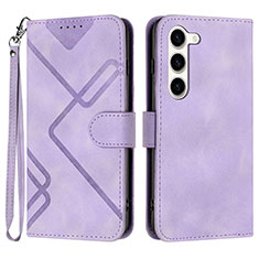 Leather Case Stands Flip Cover Holder YX3 for Samsung Galaxy S24 5G Purple