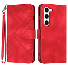 Leather Case Stands Flip Cover Holder YX3 for Samsung Galaxy S24 5G Red