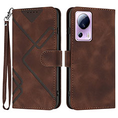 Leather Case Stands Flip Cover Holder YX3 for Xiaomi Mi 13 Lite 5G Brown