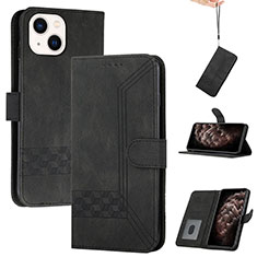 Leather Case Stands Flip Cover Holder YX4 for Apple iPhone 13 Black