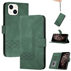 Leather Case Stands Flip Cover Holder YX4 for Apple iPhone 13 Green