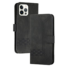 Leather Case Stands Flip Cover Holder YX4 for Apple iPhone 13 Pro Max Black