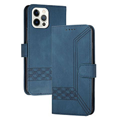 Leather Case Stands Flip Cover Holder YX4 for Apple iPhone 13 Pro Max Blue