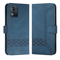 Leather Case Stands Flip Cover Holder YX4 for Motorola Moto E13 Blue