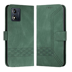 Leather Case Stands Flip Cover Holder YX4 for Motorola Moto E13 Green