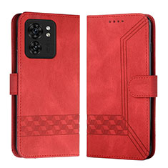 Leather Case Stands Flip Cover Holder YX4 for Motorola Moto Edge (2023) 5G Red