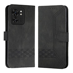 Leather Case Stands Flip Cover Holder YX4 for Motorola Moto Edge 40 5G Black