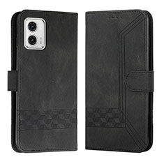 Leather Case Stands Flip Cover Holder YX4 for Motorola Moto G 5G (2023) Black