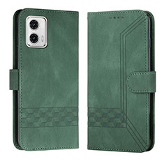 Leather Case Stands Flip Cover Holder YX4 for Motorola Moto G 5G (2023) Green