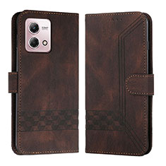 Leather Case Stands Flip Cover Holder YX4 for Motorola Moto G Stylus (2023) 4G Brown