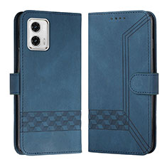 Leather Case Stands Flip Cover Holder YX4 for Motorola Moto G53 5G Blue