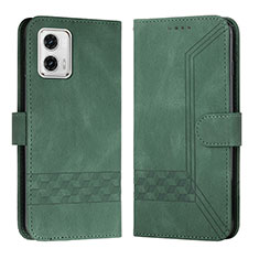 Leather Case Stands Flip Cover Holder YX4 for Motorola Moto G53y 5G Green