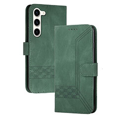 Leather Case Stands Flip Cover Holder YX4 for Samsung Galaxy S24 5G Green