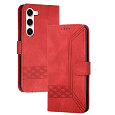 Leather Case Stands Flip Cover Holder YX4 for Samsung Galaxy S24 5G Red