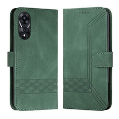 Leather Case Stands Flip Cover Holder YX5 for Oppo A18 Green